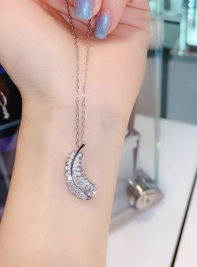宏光女水钻羽毛大牌款项链吊坠潮