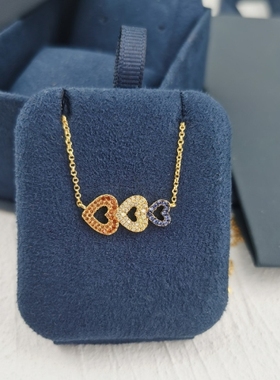 a家新品多彩三爱心趣味吊坠项链