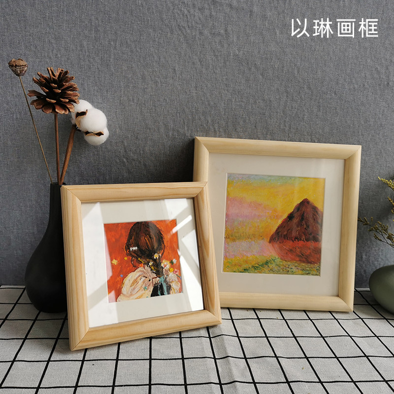 小实木复古北欧现代简约相框画框来图定制照片作品线型裱画裱照片_虎窝淘