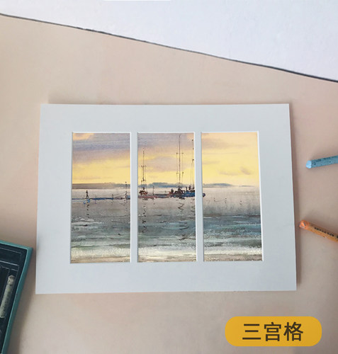 卡纸画框九宫格四六宫格画框油画棒卡纸画框学生作品框白色卡纸框 - 图1
