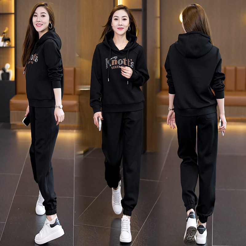 大码女装加绒加厚时尚运动套装女冬季新款连帽卫衣+束脚裤两件套,淘宝优惠券,粉丝福利购,淘宝优惠卷