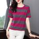 Summer Striped Loose Slim Mom ເສື້ອທີເຊີດແຂນສັ້ນ