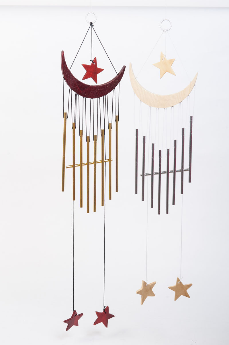 月亮星星原木头风铃diy礼物家居客厅门窗挂饰品件田园送男女朋友