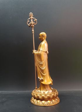 纯铜大愿地藏王菩萨佛像摆件紫铜精工细作精美殊胜家居供奉