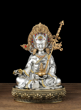 尼泊尔工艺藏传莲花生大士四臂观音地藏王菩萨家居供奉摆件五七寸