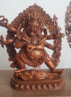 尼泊尔工艺藏传纯铜六臂玛哈嘎啦菩萨马哈嘎啦佛像家居供奉摆件