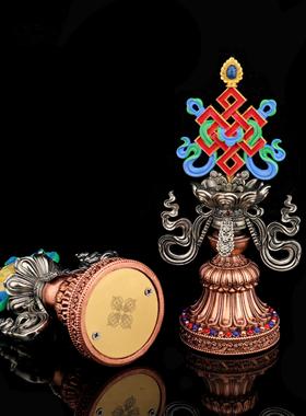 新款藏传纯铜彩绘八吉祥摆件