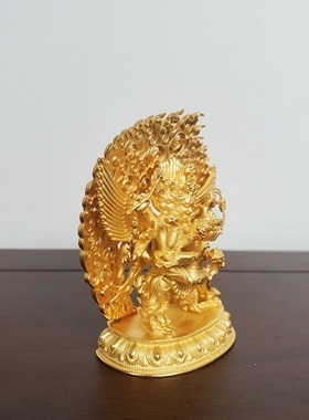 尼泊尔工艺藏传纯铜镀金马头明王大威德金刚护法佛像家居供奉摆件