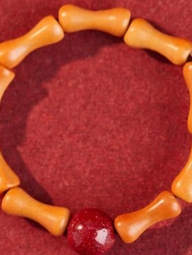 新中式戒指女小众转运珠朱砂戒指橄榄核竹节节节高升古风戒指女生