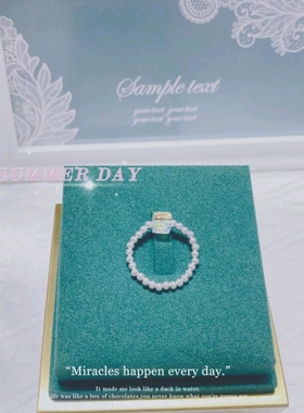 奥地利水晶炫彩方糖925纯银小银珠豆豆戒指女手工弹力简约韩版