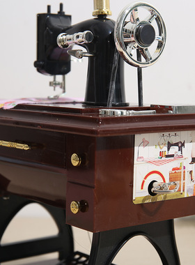 复古老式缝纫机音乐盒摆件创意手摇发条八音盒手工艺品服装店模型