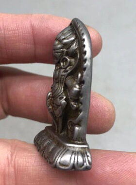 藏式天铁忿怒莲师普巴金刚佛像挂件文玩随身寒铁金刚普巴佛吊坠