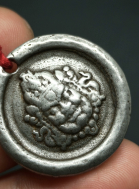 藏式寒铁黄财神吊坠天铁民族风个性吉言无事牌项链男女款圆牌挂坠