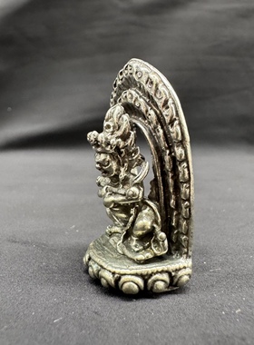 藏式手工复古利马铜托甲二臂大黑天挂件吊坠文玩随身玛哈噶拉佛像