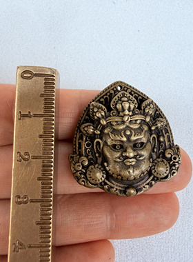 仿古尼泊尔藏传饰品黄铜藏式黄财神佛像铜牌项坠配件吊坠平安挂件
