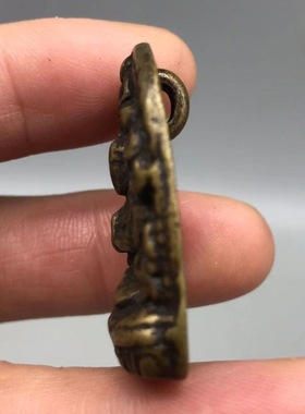 复古风格藏式托甲黄铜三估主三尊四臂观音项链挂件吊坠民族风佛牌