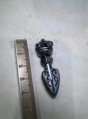 新款复古藏式天铁托甲金刚镢寒铁金刚杵钺刀配饰项链吊坠文玩配件