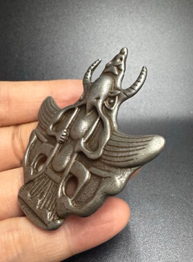 藏式玄铁托甲大鹏鸟吊坠挂饰手工天铁錾刻大鹏金翅鸟挂件饰品配饰