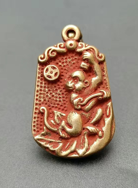 朱砂黄铜十二生肖吊坠鼠牛虎兔龙蛇鸡马狗猪雕刻钥匙扣包挂件属相