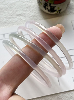 桃红柳绿春彩渐变马卡龙色叮当镯子 细条玛瑙手镯少女款玉镯古风