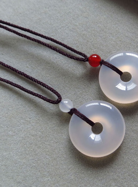 白玉髓平安扣项链儿童玛瑙吊坠