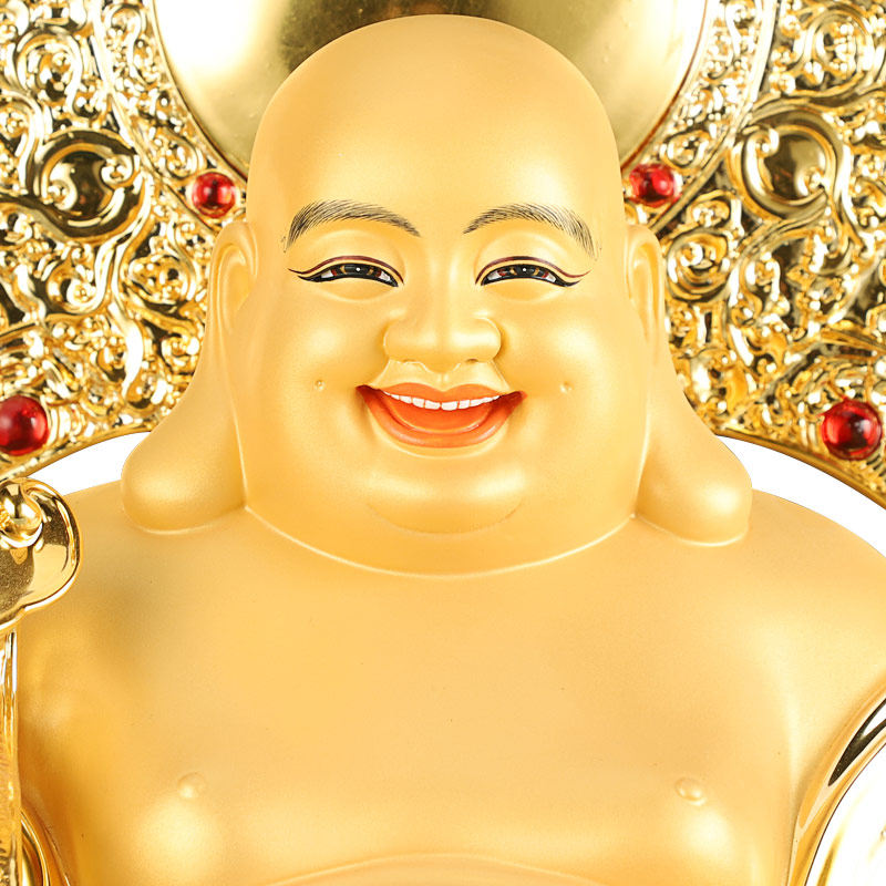 台湾纯铜贴金金刚座弥勒佛佛像大肚佛笑佛未来佛家用客厅摆件