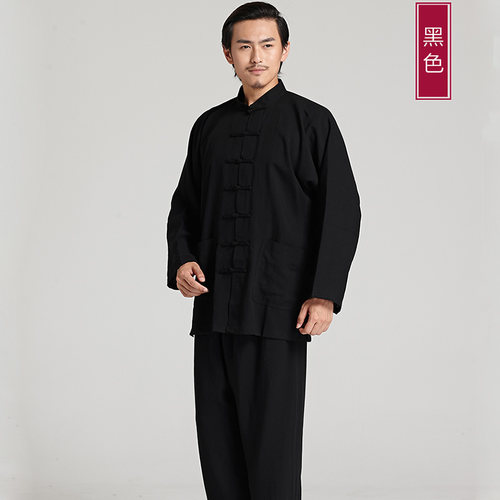 夏季亚麻太极服女武术表演服中老年武术服太极拳服装练功服男 - 图2
