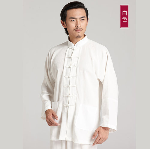 夏季亚麻太极服女武术表演服中老年武术服太极拳服装练功服男 - 图0