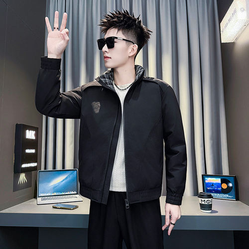 小号冬男装瘦小个子s号XS加小码155纯色棉服袄立领加厚棉衣外套男 - 图1