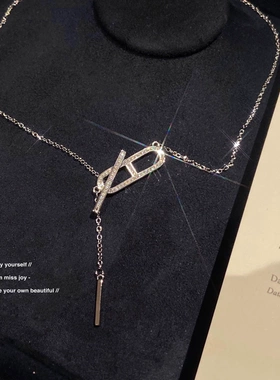 【乔老板Joy】猪鼻子项链银色闪钻轻奢休闲锁骨毛衣链简约质感潮