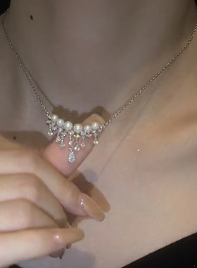 超仙珍珠水滴锆石项链女小众设计感高级感轻奢时尚百搭锁骨链潮