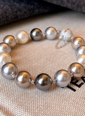 大溪地施家珍珠手链精致锆石磁吸扣轻奢秋冬温柔混彩小众设计手饰