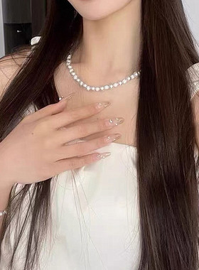 曼塔玫瑰施家珠满钻陶泥球拼接项链小众轻奢百搭锁骨链高级感颈链