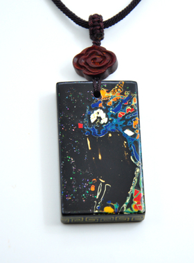 男大漆工艺新中式无事牌吊坠