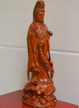 非洲花梨木观音摆件家居供奉佛像红木观世音菩萨工艺品实木摆设
