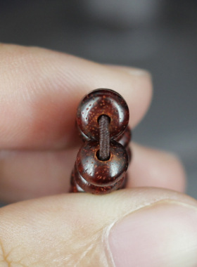 印度小叶紫檀4*6算盘珠千手观音无事牌 手链佛珠男女款高油性项链