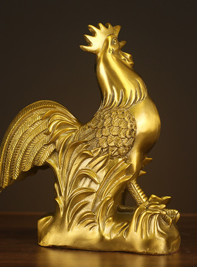 厂家批发铜公鸡摆件黄铜家居饰品鸡的生肖吉祥物金鸡独立铜鸡摆件