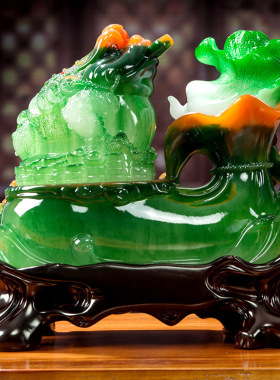 金蟾摆件树脂工艺品玉白菜家居办公室装饰品创意开业礼品代发