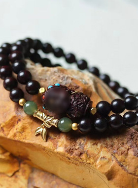 印度小叶紫檀DIY节节高度母款手链规格6MM男女念珠文玩厂家批发