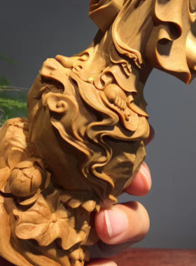 小叶黄杨木如意观音雕刻木雕家居客厅摆饰摆件工艺品厂家供应