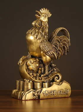 厂家批发铜鸡摆件工艺品吉祥物黄铜公鸡生肖鸡客厅家居装饰品