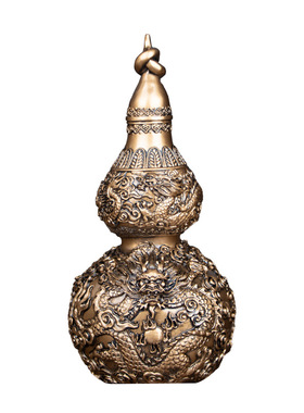 龙纹浮雕葫芦家居摆件一件代发办公桌面装饰品开业礼品铜吉祥厂家