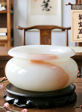 石材摆件现代客厅果盘孤品