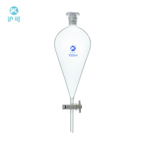 四氟玻璃梨形分液漏斗5/10/25/30/60/125/250/500ml/1L/2L/3L/5L - 图3