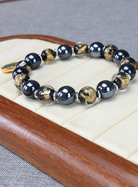 黑色香灰瓷马卡龙琉璃手串
