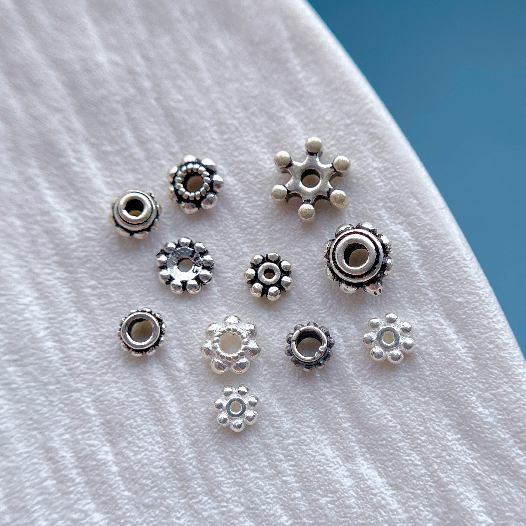 s925纯银饰配件雪花隔片手链垫片隔珠车轮珠diy水晶手串配饰材料,淘宝优惠券,粉丝福利购,淘宝优惠卷