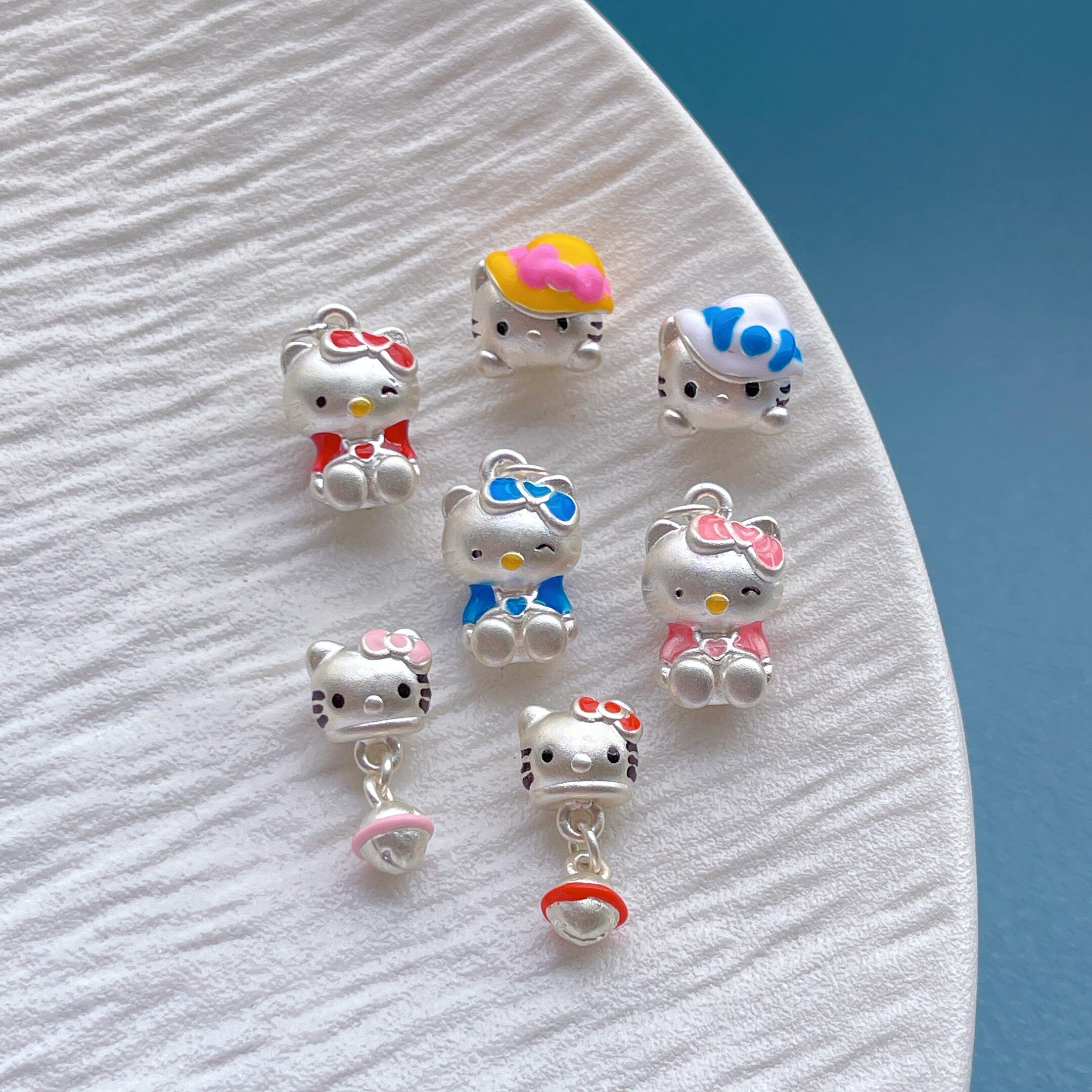 足银999纯银饰配件烧蓝KT猫彩虹棒棒糖拨浪鼓吊坠提溜挂坠diy手串,淘宝优惠券,粉丝福利购,淘宝优惠卷