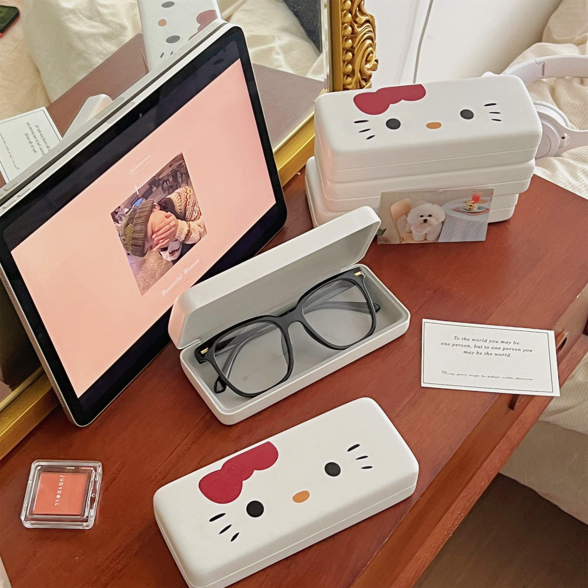 ins风可爱猫咪眼镜盒便携抗压防摔墨镜近视眼镜收纳盒子学生女,淘宝优惠券,粉丝福利购,淘宝优惠卷