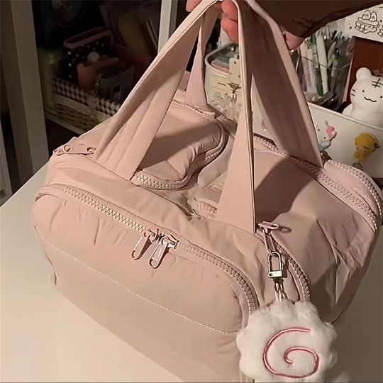 Almacenamiento que pertenece a J people~Bolsa de cosméticos rosa de gran capacidad, neceser multicapa para mujer, bolsa de almacenamiento ligera portátil para estudiantes