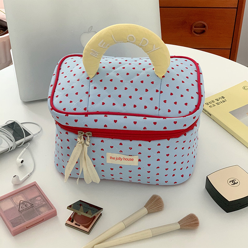 蓝色爱心化妆包女大容量手拿包2025新款化妆品便携包出差洗漱套装,淘宝优惠券,粉丝福利购,淘宝优惠卷